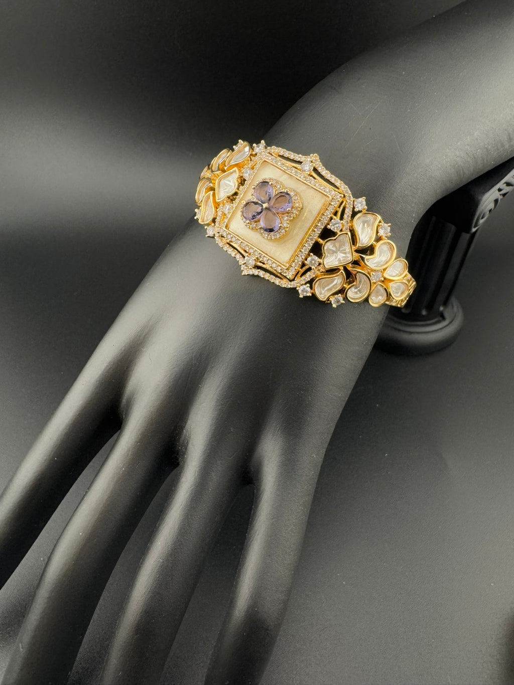 Premium Quality Moissanite Kundan, cubic zirconia is Designer inspired Bracelet