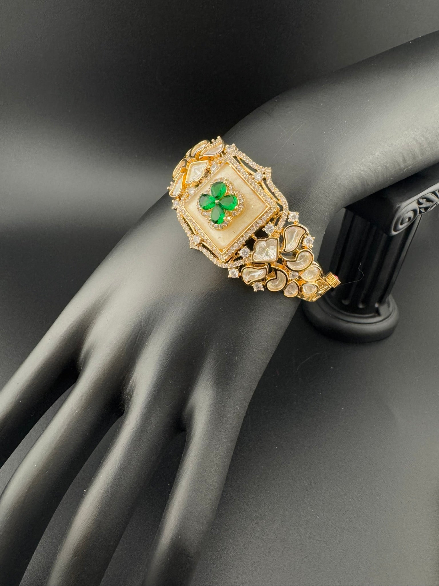 Premium Quality Moissanite Kundan, cubic zirconia is Designer inspired Bracelet