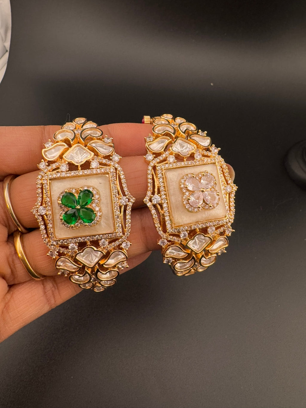 Premium Quality Moissanite Kundan, cubic zirconia is Designer inspired Bracelet