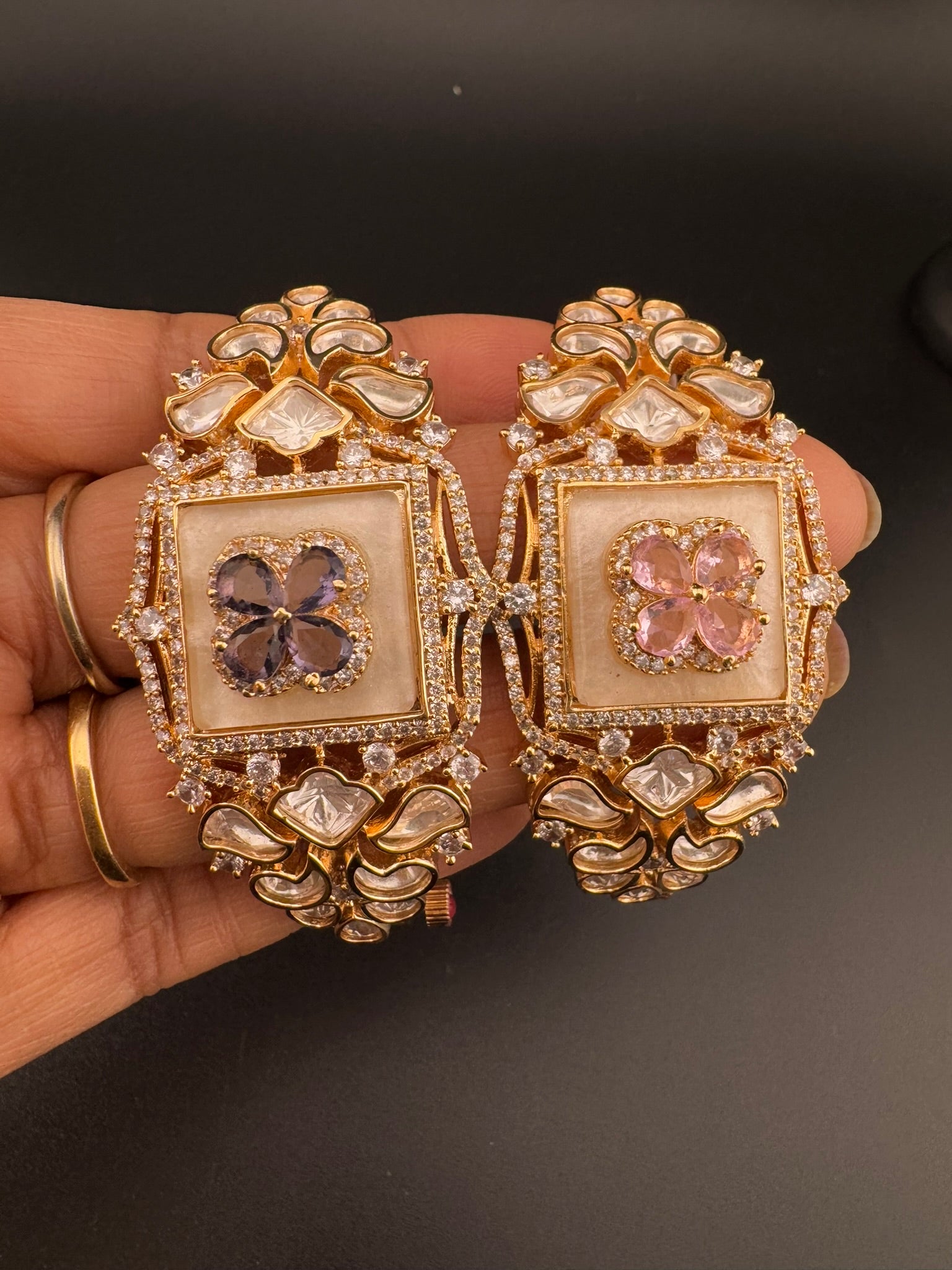 Premium Quality Moissanite Kundan, cubic zirconia is Designer inspired Bracelet