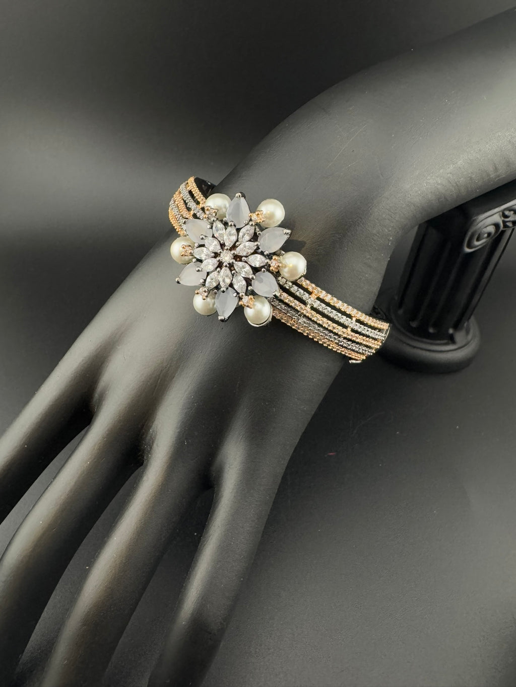 Openable Stone and Cubic Zirconia Bracelet Designer inspired Bracelet bangle Fits upto 2.6" wrist size