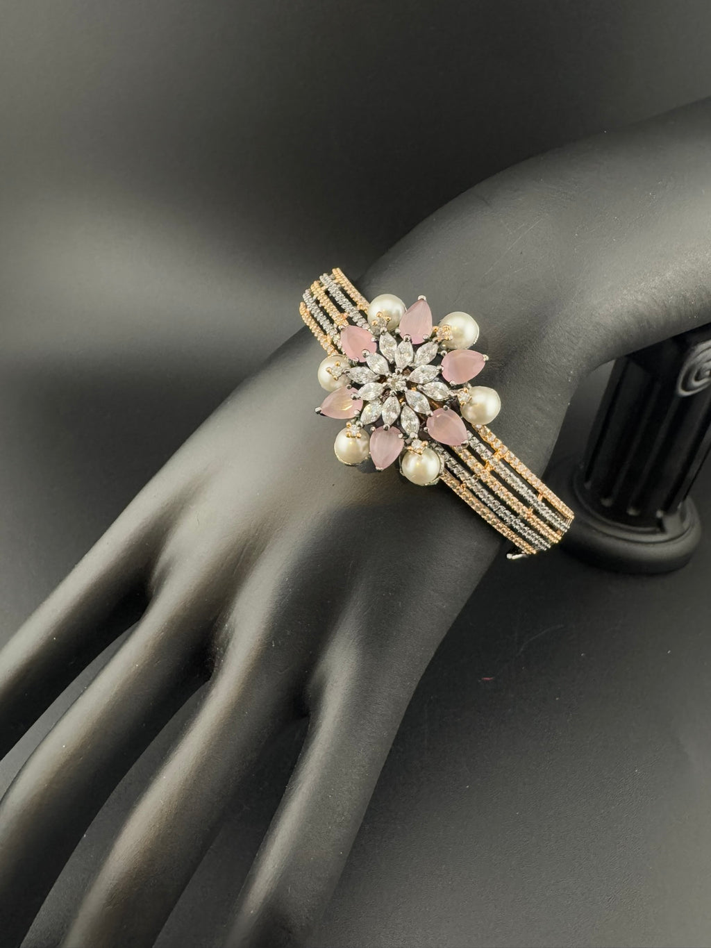 Openable Stone and Cubic Zirconia Bracelet Designer inspired Bracelet bangle Fits upto 2.6" wrist size