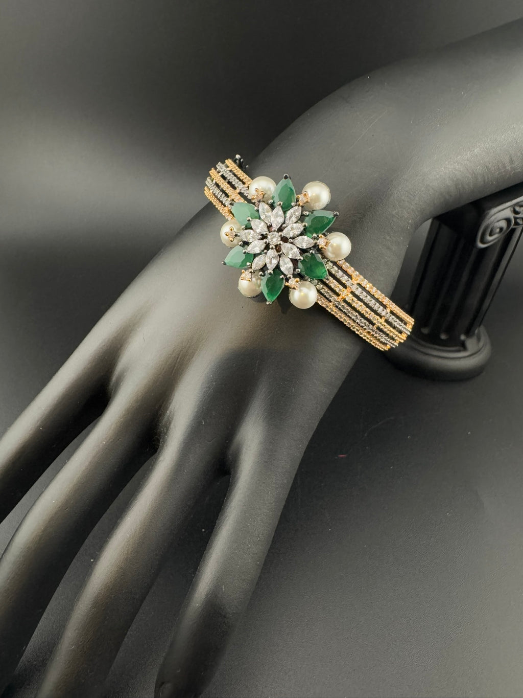 Openable Stone and Cubic Zirconia Bracelet Designer inspired Bracelet bangle Fits upto 2.6" wrist size