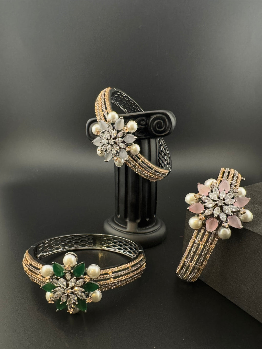 Openable Stone and Cubic Zirconia Bracelet Designer inspired Bracelet bangle Fits upto 2.6" wrist size