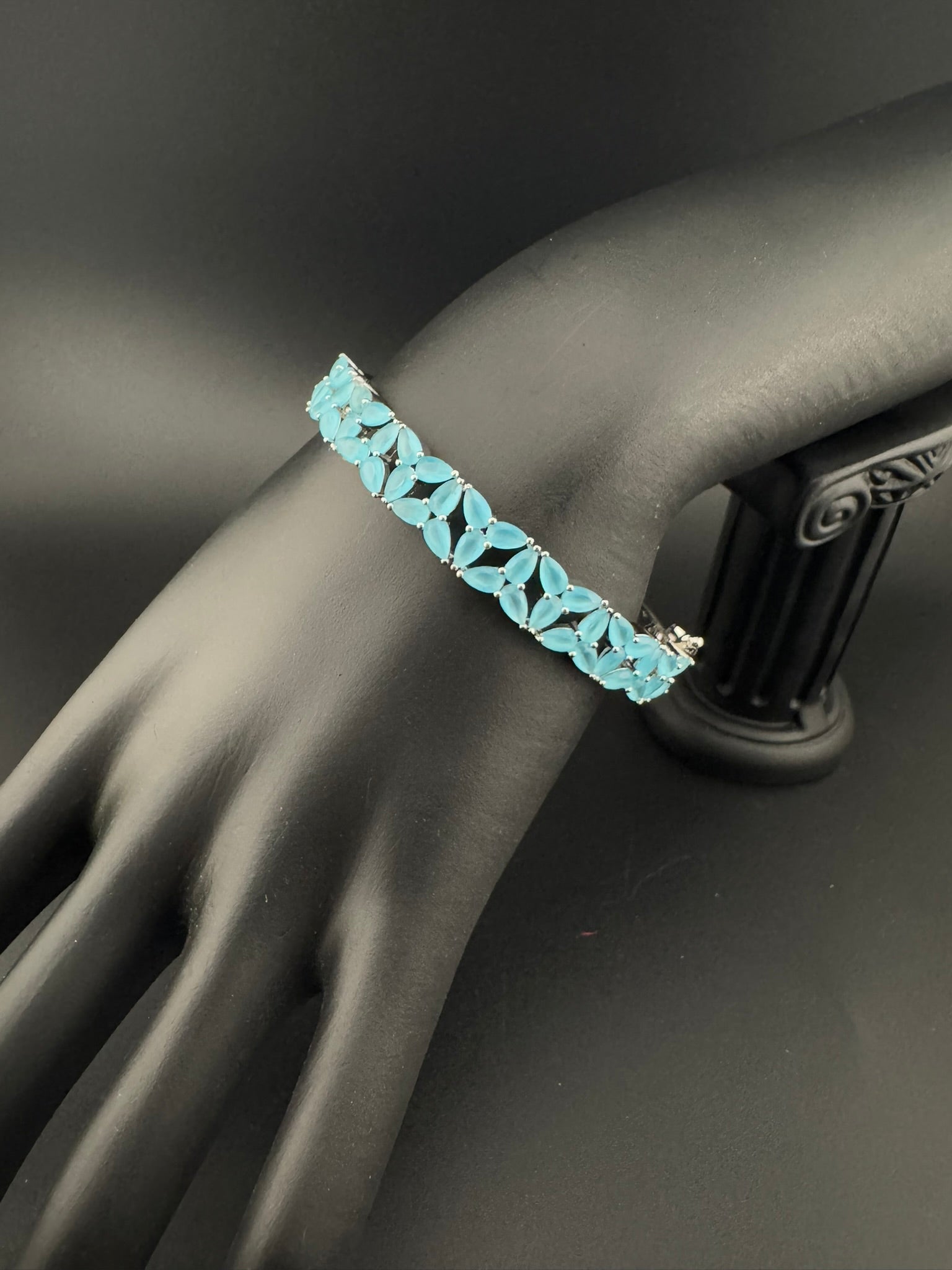 Openable Stone and Cubic Zirconia Bracelet Designer inspired Bracelet bangle Fits upto 2.6" wrist size