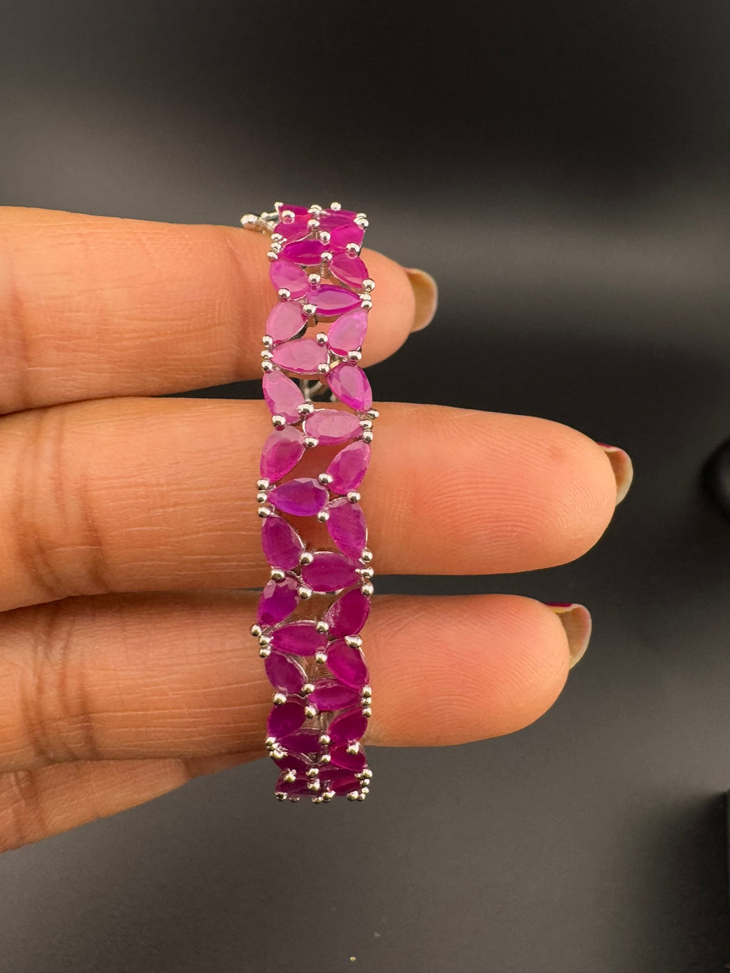 Openable Stone and Cubic Zirconia Bracelet Designer inspired Bracelet bangle Fits upto 2.6" wrist size