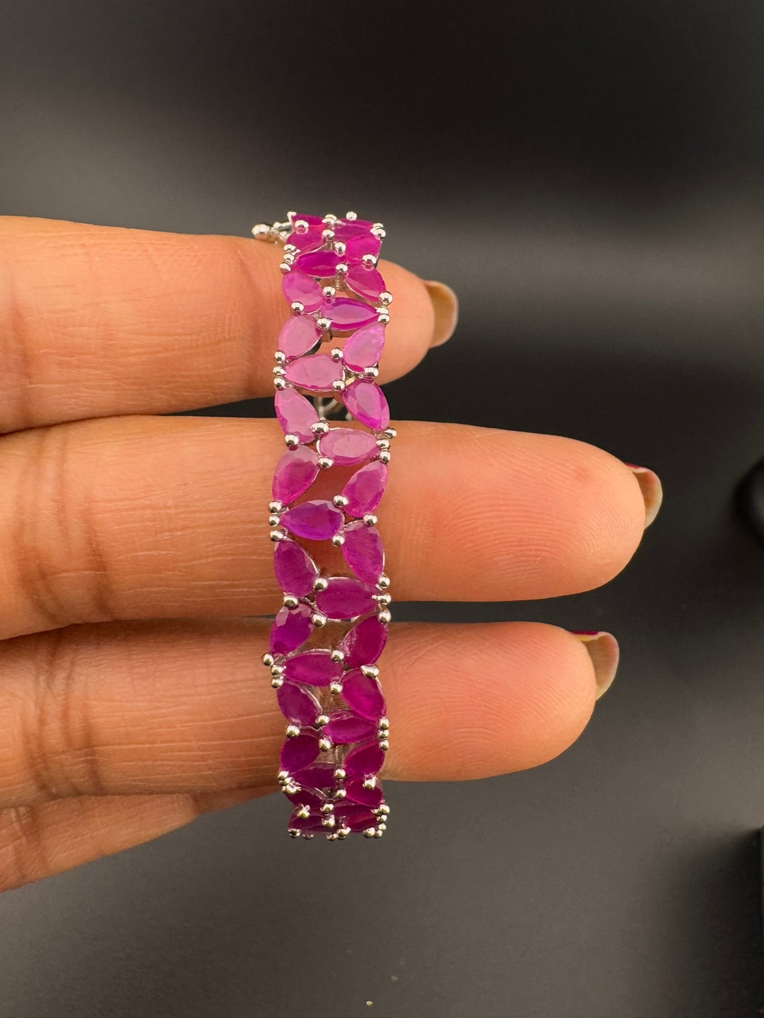 Openable Stone and Cubic Zirconia Bracelet Designer inspired Bracelet bangle Fits upto 2.6" wrist size