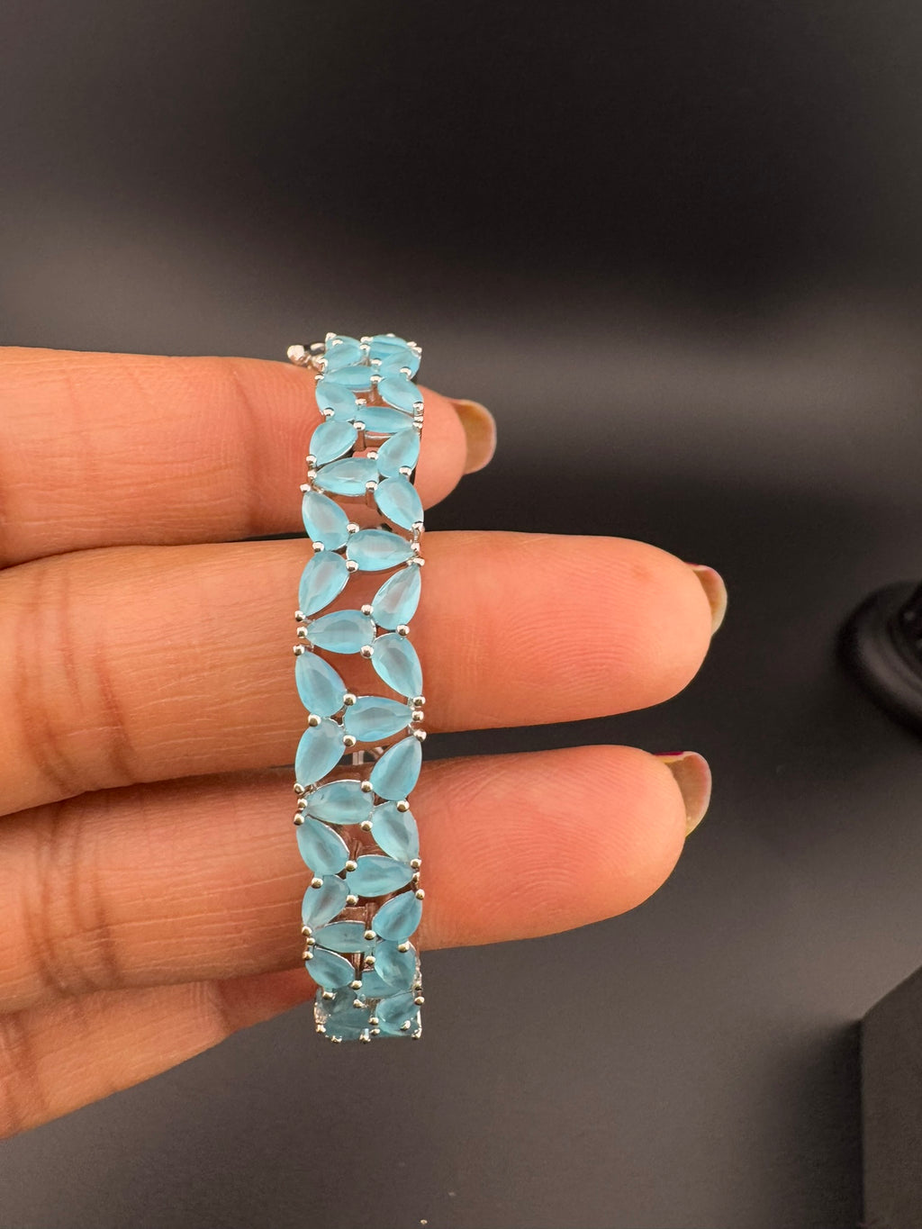 Openable Stone and Cubic Zirconia Bracelet Designer inspired Bracelet bangle Fits upto 2.6" wrist size