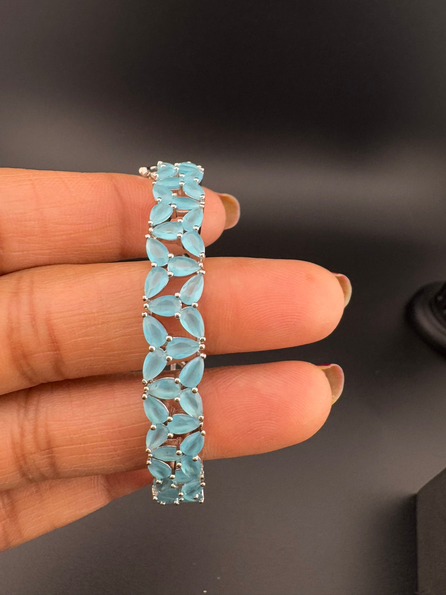 Openable Stone and Cubic Zirconia Bracelet Designer inspired Bracelet bangle Fits upto 2.6" wrist size