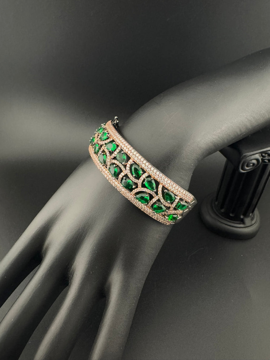 Single Victorian Openable Designer bracelet with crystal stones, Cubic Zirconia in unique Nano setting/single bangle/Fits size upto 2.6"