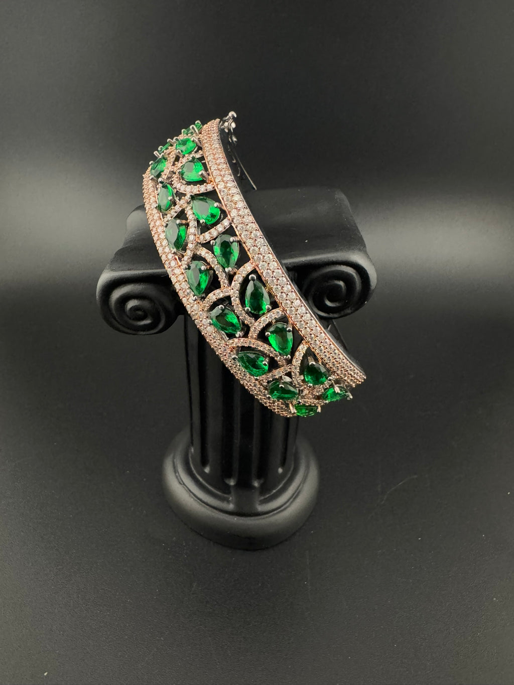 Single Victorian Openable Designer bracelet with crystal stones, Cubic Zirconia in unique Nano setting/single bangle/Fits size upto 2.6"