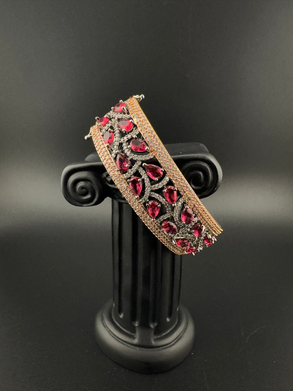 Single Victorian Openable Designer bracelet with crystal stones, Cubic Zirconia in unique Nano setting/single bangle/Fits size upto 2.6"