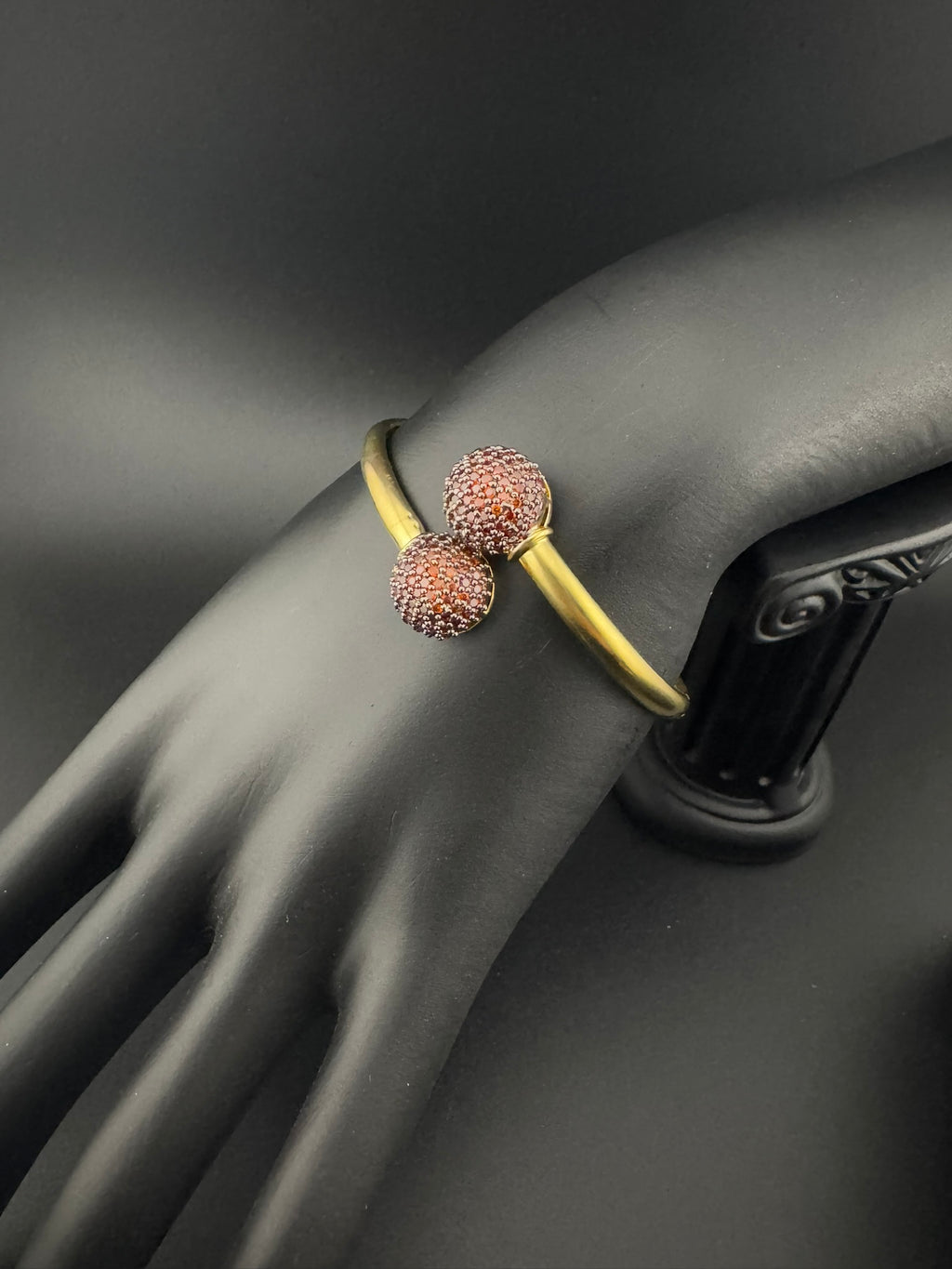 Openable Gold Stone and Cubic Zirconia Bracelet Designer inspired Bracelet bangle