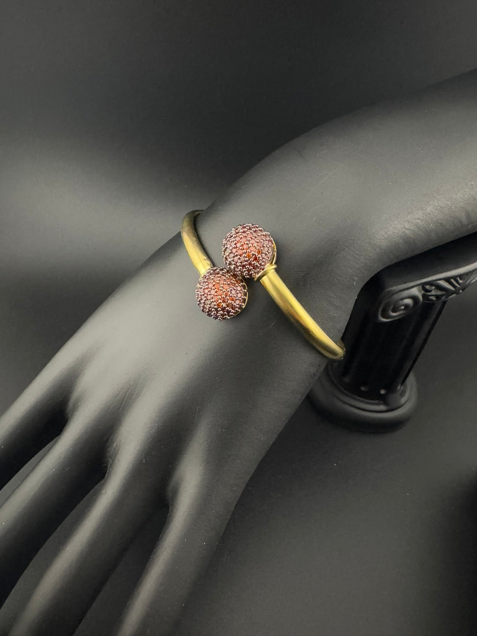 Openable Gold Stone and Cubic Zirconia Bracelet Designer inspired Bracelet bangle