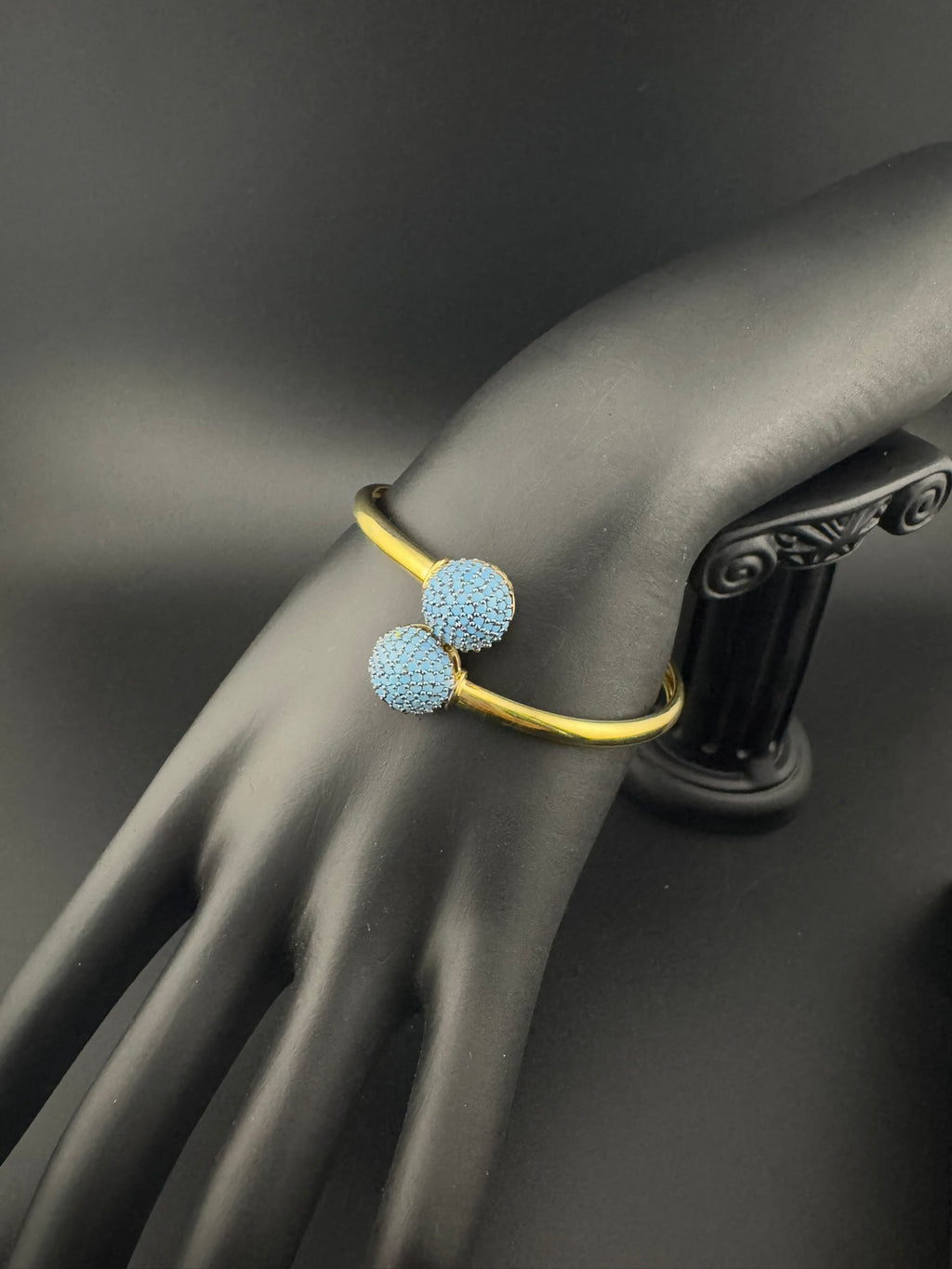 Openable Gold Stone and Cubic Zirconia Bracelet Designer inspired Bracelet bangle