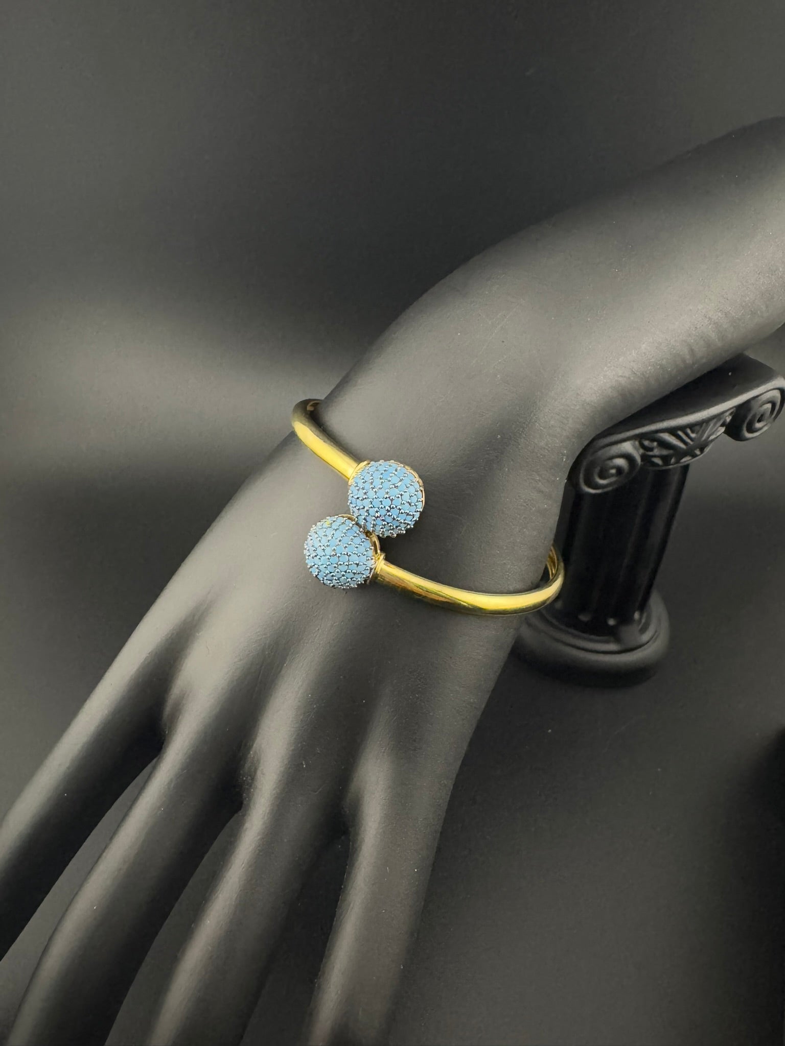 Openable Gold Stone and Cubic Zirconia Bracelet Designer inspired Bracelet bangle