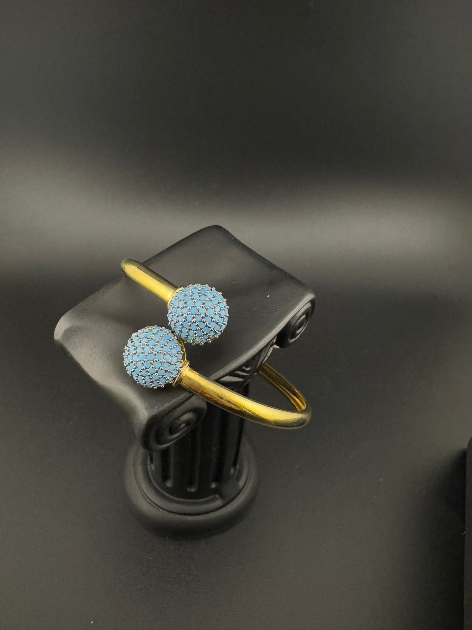 Openable Gold Stone and Cubic Zirconia Bracelet Designer inspired Bracelet bangle