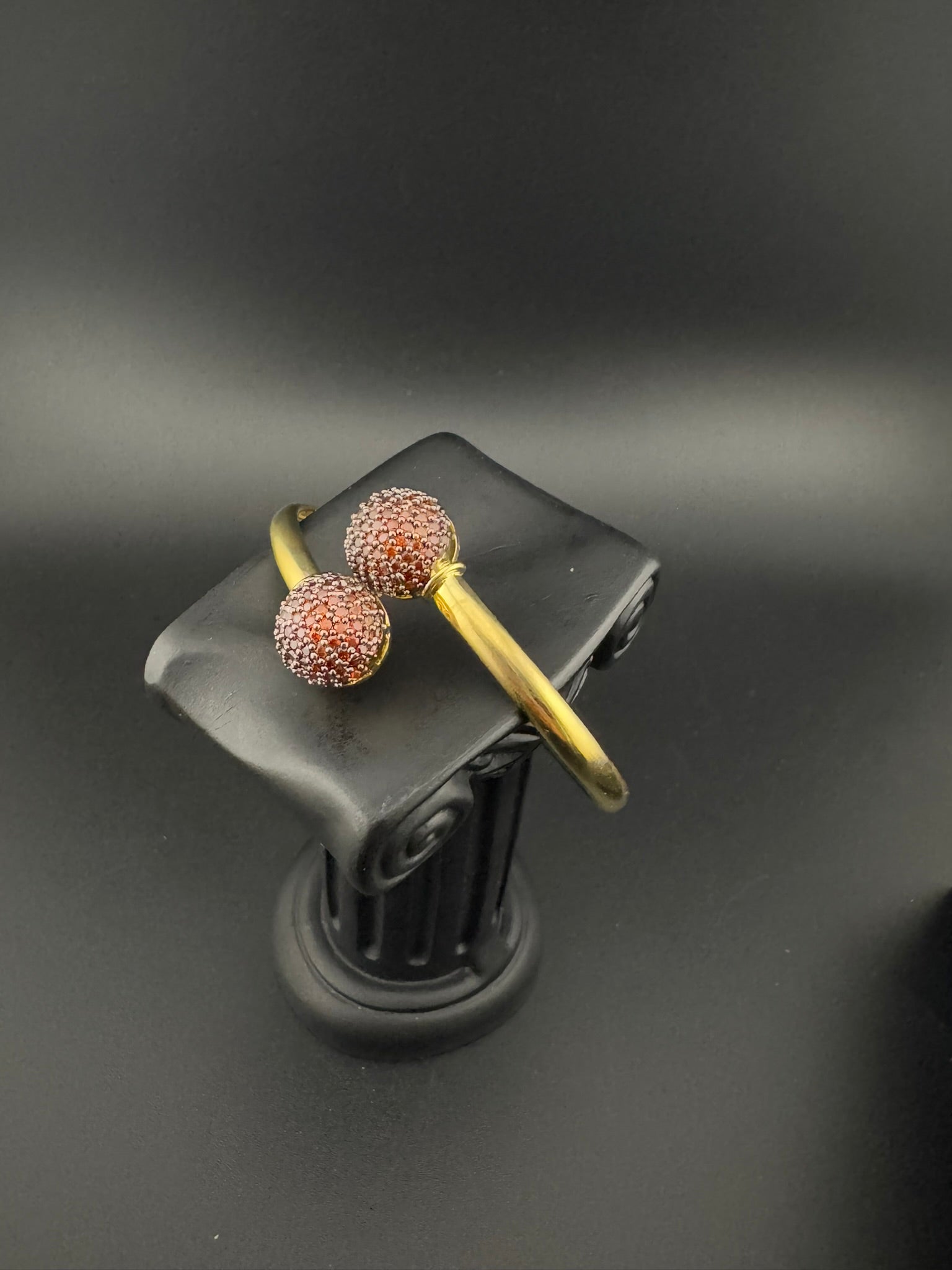 Openable Gold Stone and Cubic Zirconia Bracelet Designer inspired Bracelet bangle