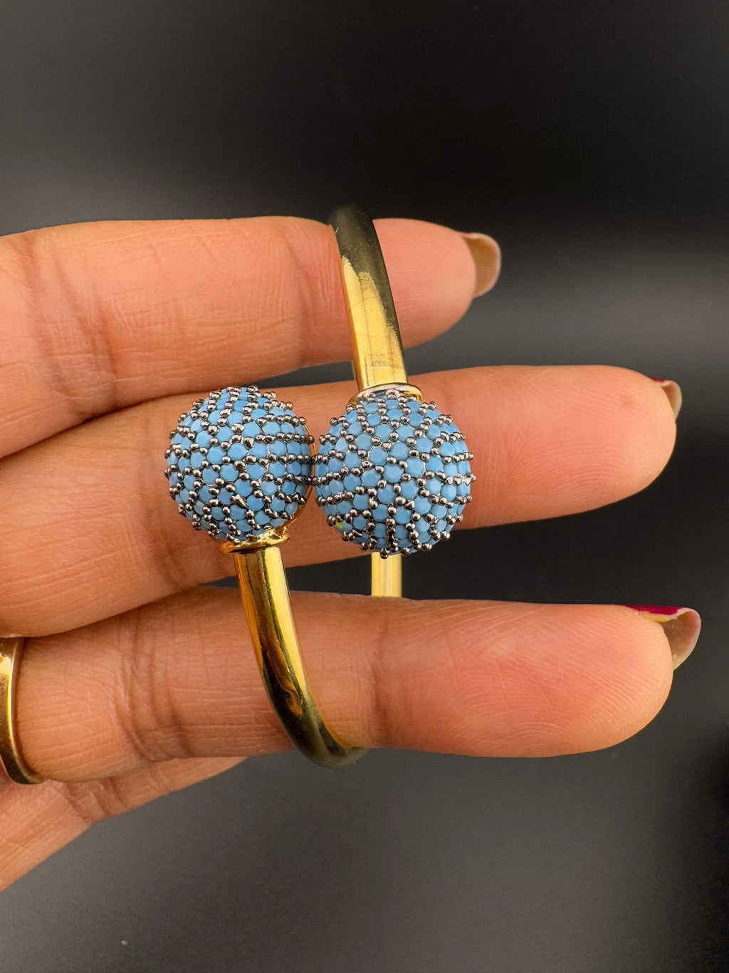 Openable Gold Stone and Cubic Zirconia Bracelet Designer inspired Bracelet bangle