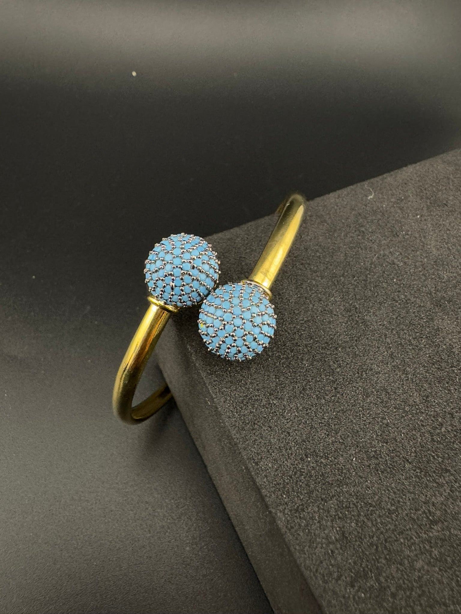 Openable Gold Stone and Cubic Zirconia Bracelet Designer inspired Bracelet bangle