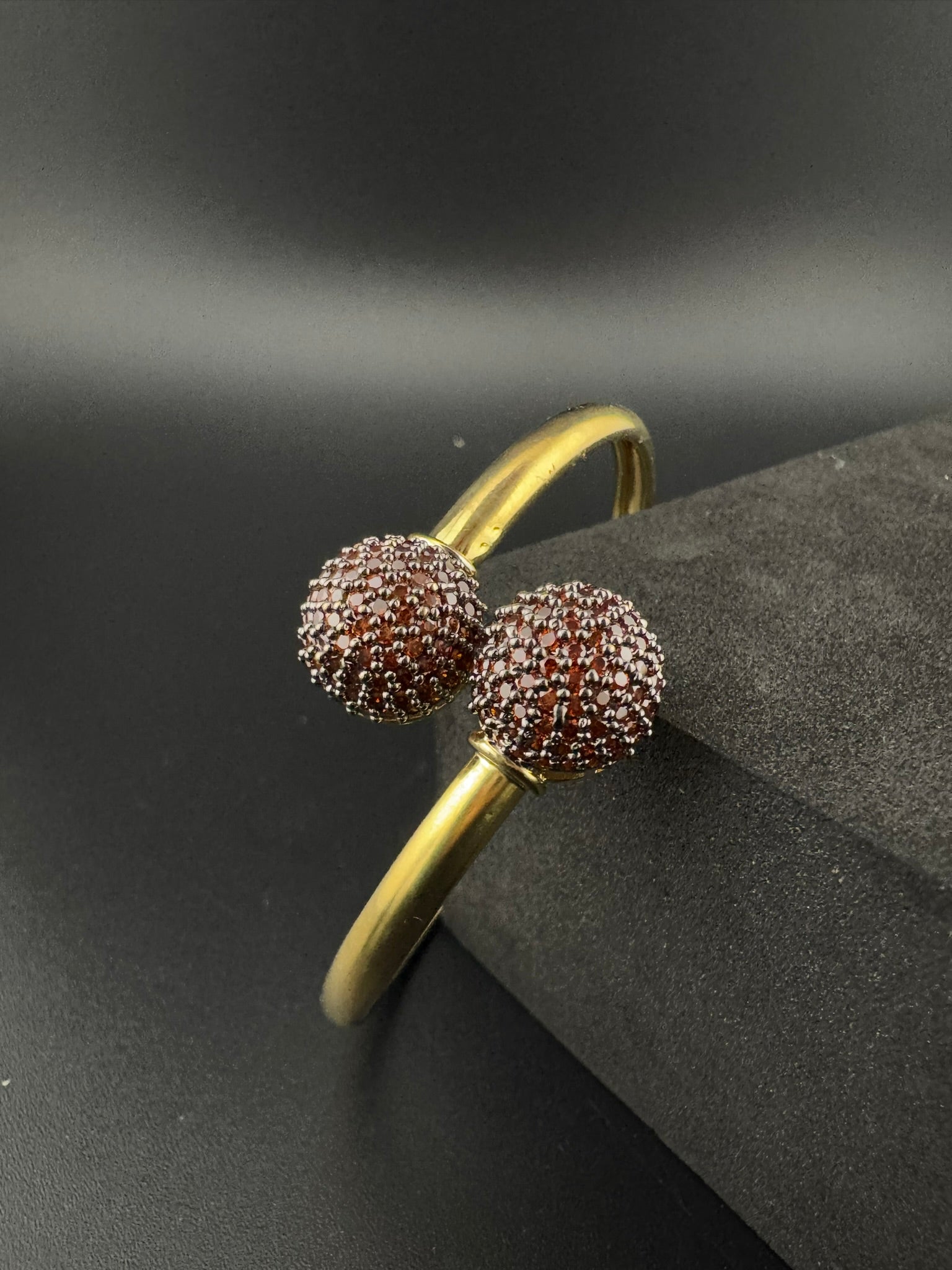 Openable Gold Stone and Cubic Zirconia Bracelet Designer inspired Bracelet bangle