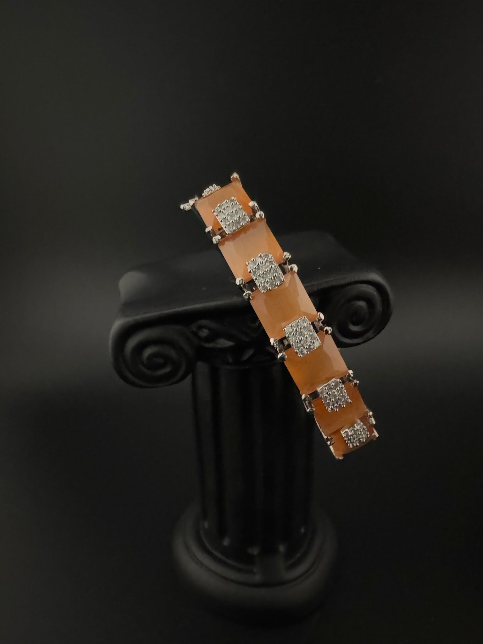 Openable Stone and Cubic Zirconia Bracelet Designer inspired Bracelet bangle Fits upto 2.6" wrist size