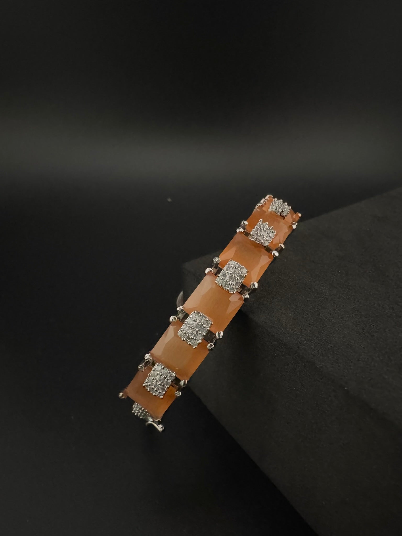 Openable Stone and Cubic Zirconia Bracelet Designer inspired Bracelet bangle Fits upto 2.6" wrist size