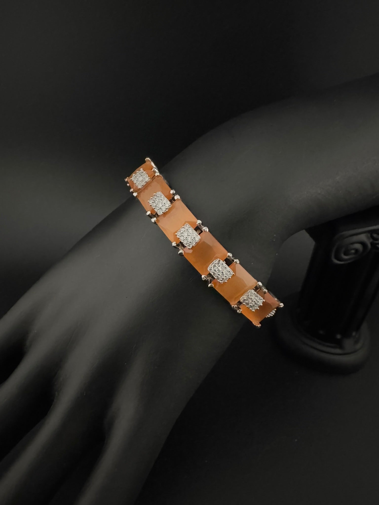 Openable Stone and Cubic Zirconia Bracelet Designer inspired Bracelet bangle Fits upto 2.6" wrist size