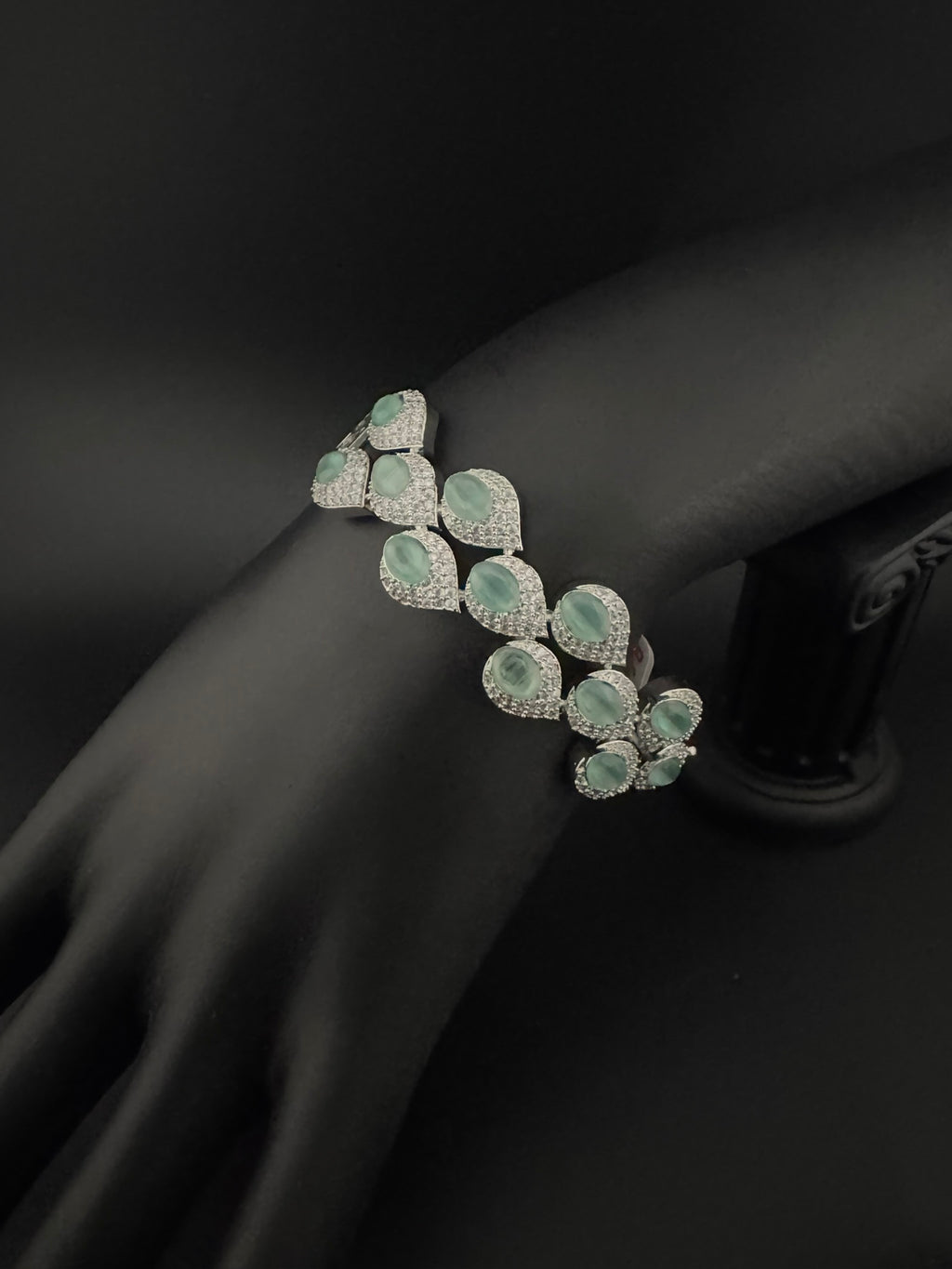 Openable Stone and Cubic Zirconia Bracelet Designer inspired Bracelet bangle Fits upto 2.6" wrist size