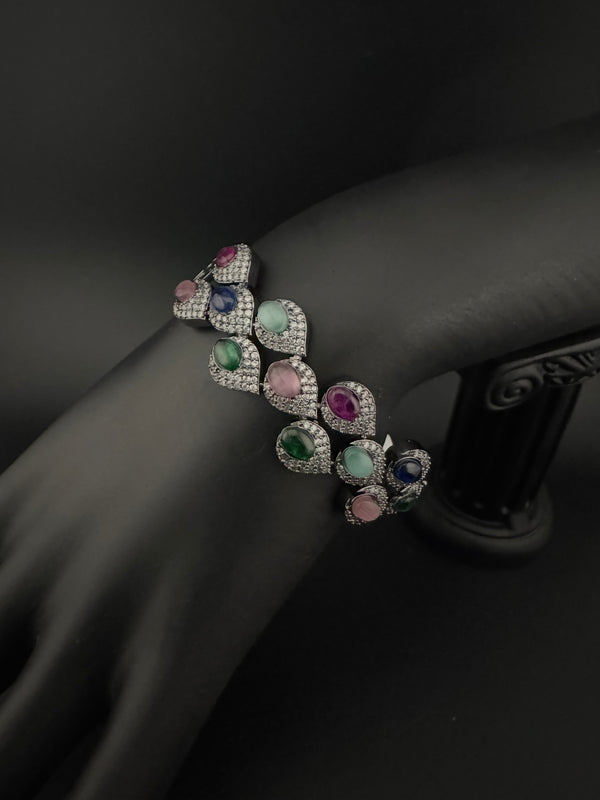 Openable Stone and Cubic Zirconia Bracelet Designer inspired Bracelet bangle Fits upto 2.6" wrist size