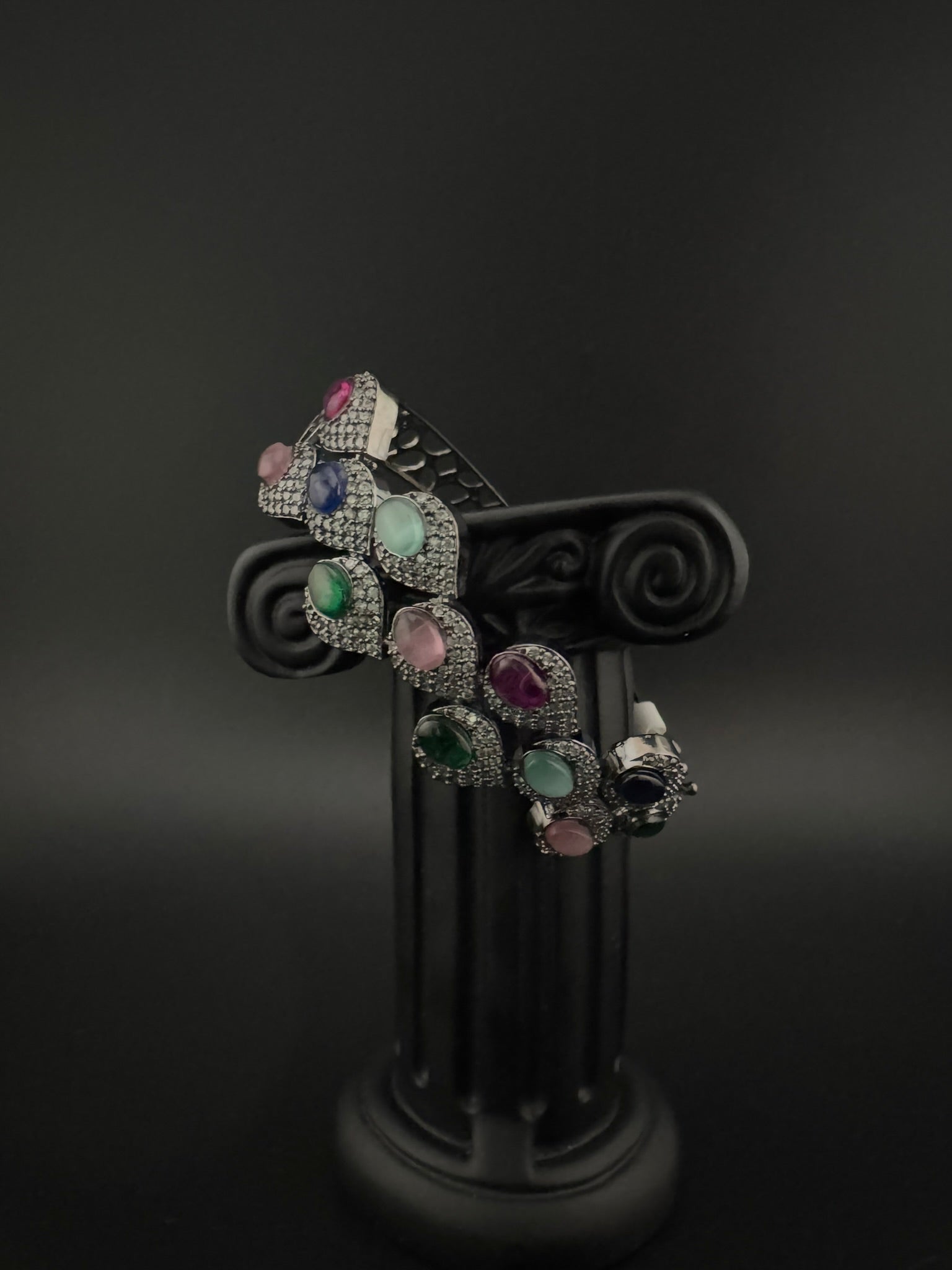 Openable Stone and Cubic Zirconia Bracelet Designer inspired Bracelet bangle Fits upto 2.6" wrist size