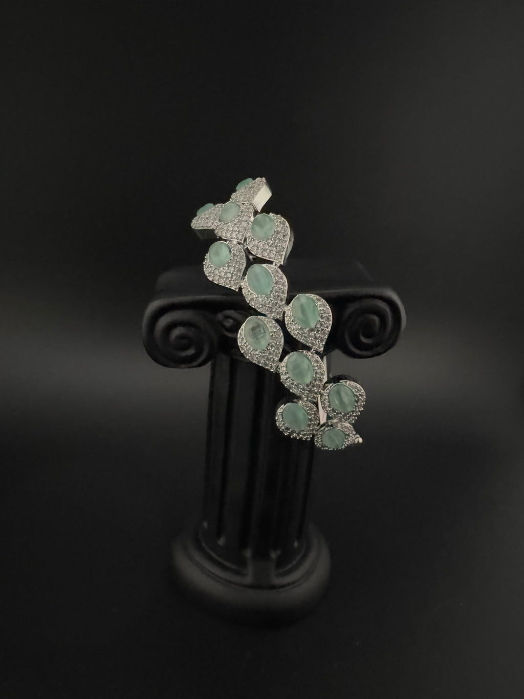 Openable Stone and Cubic Zirconia Bracelet Designer inspired Bracelet bangle Fits upto 2.6" wrist size