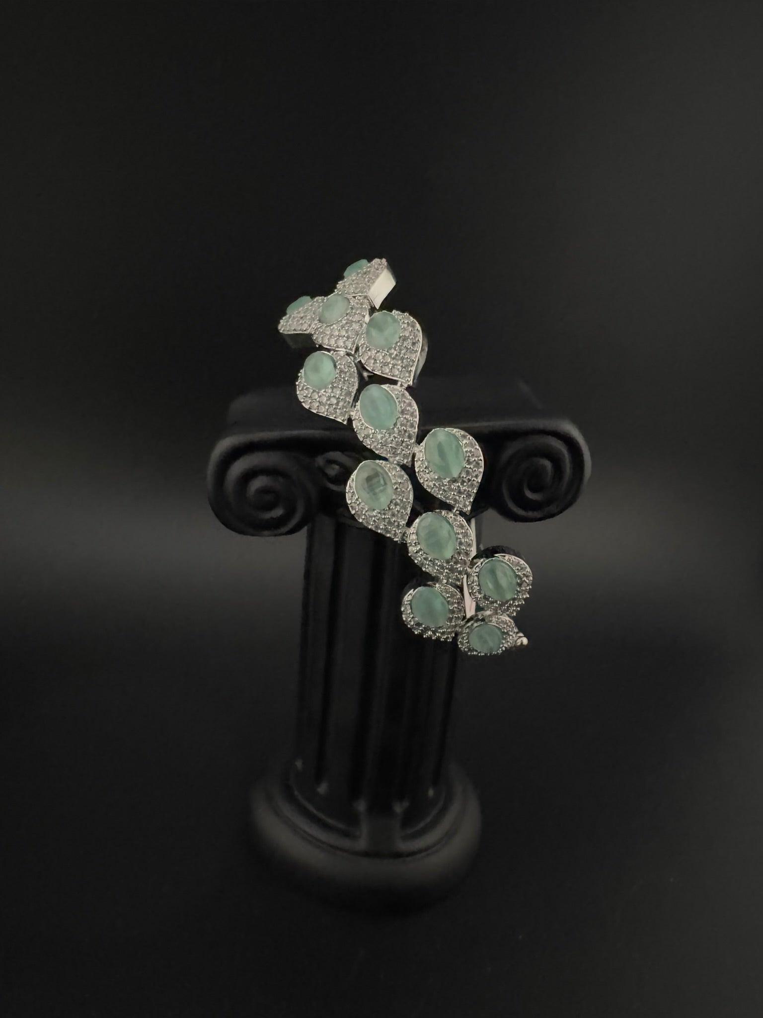 Openable Stone and Cubic Zirconia Bracelet Designer inspired Bracelet bangle Fits upto 2.6" wrist size