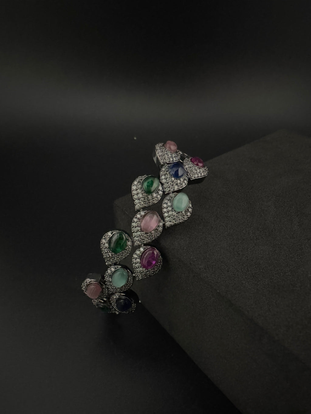 Openable Stone and Cubic Zirconia Bracelet Designer inspired Bracelet bangle Fits upto 2.6" wrist size