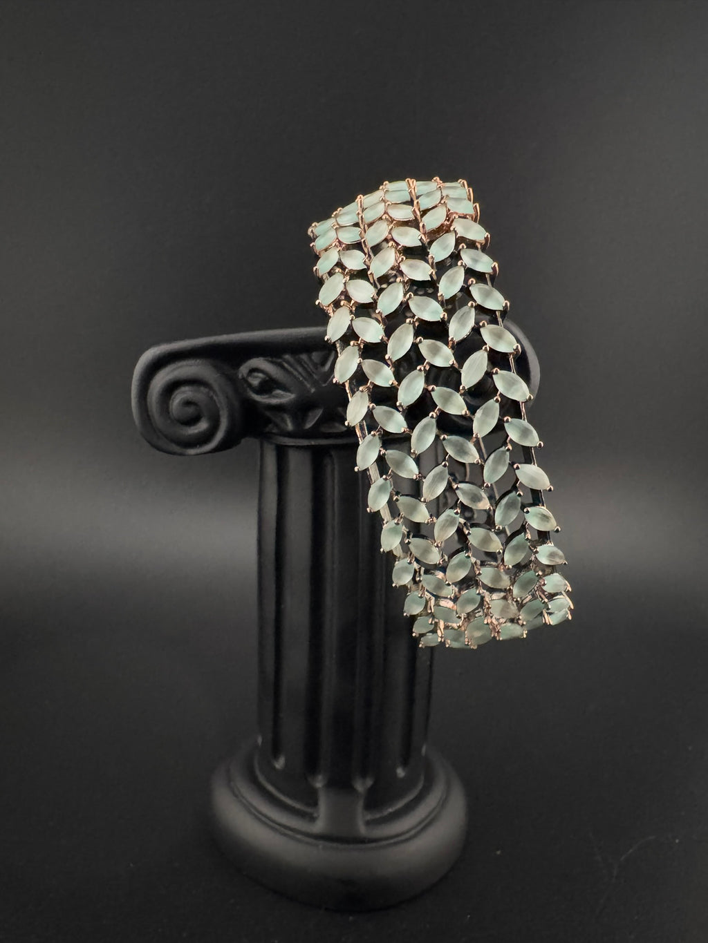 Openable Broad Stone and Cubic Zirconia Bracelet Designer inspired Bracelet bangle Fits upto 2.6" wrist size