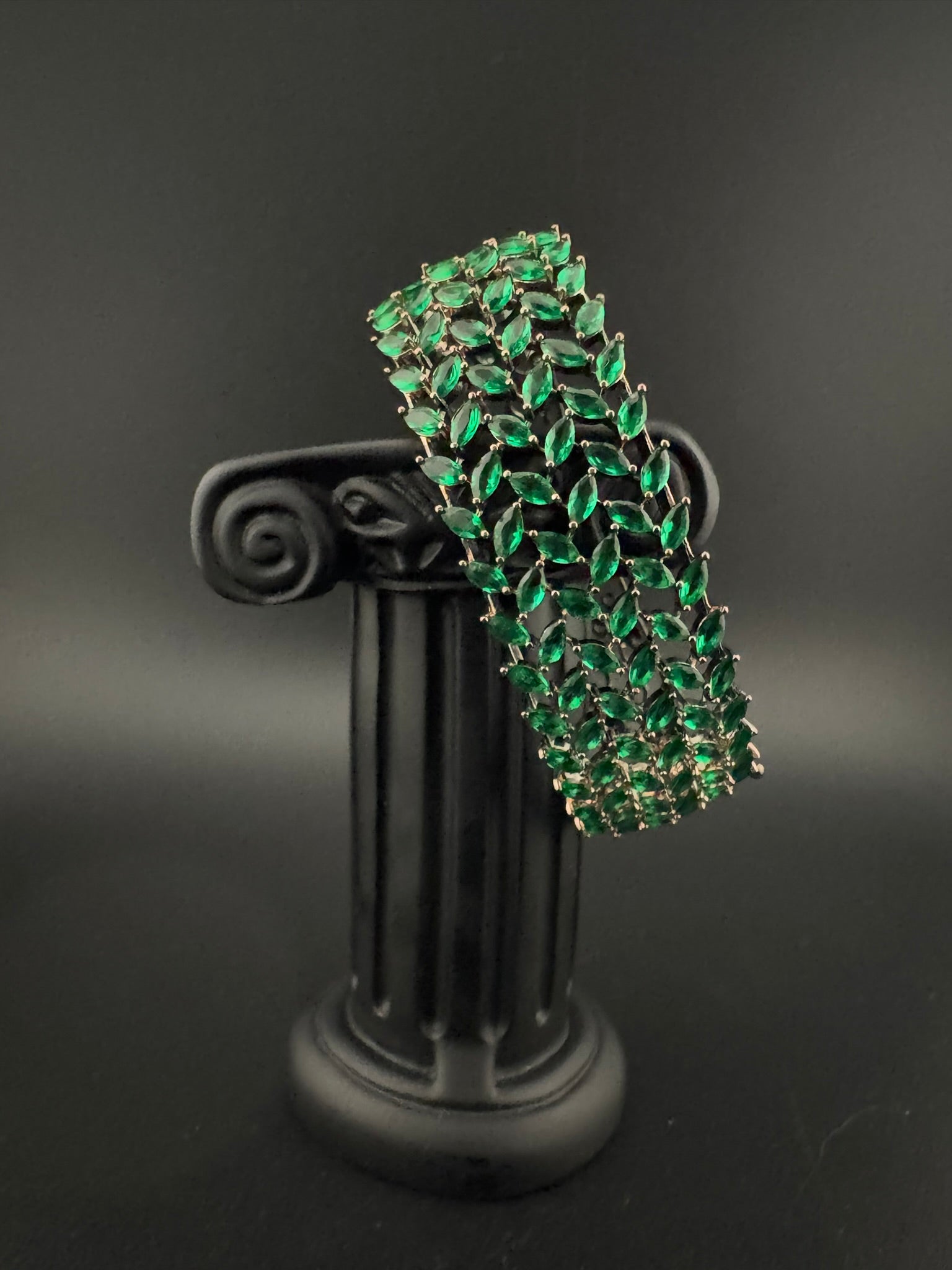 Openable Broad Stone and Cubic Zirconia Bracelet Designer inspired Bracelet bangle Fits upto 2.6" wrist size