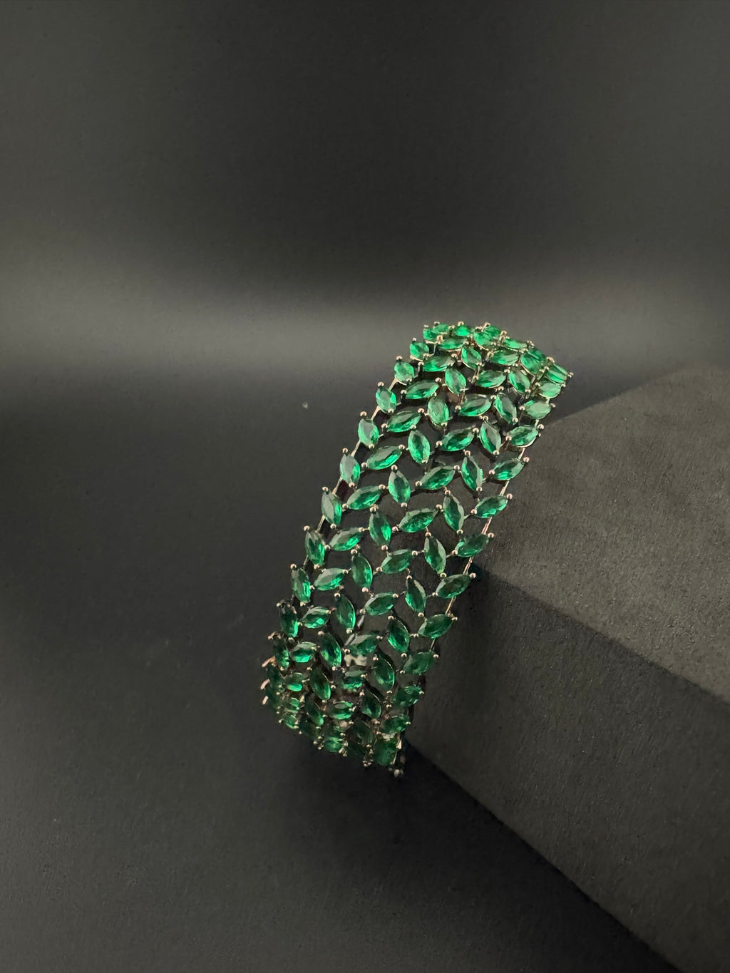 Openable Broad Stone and Cubic Zirconia Bracelet Designer inspired Bracelet bangle Fits upto 2.6" wrist size