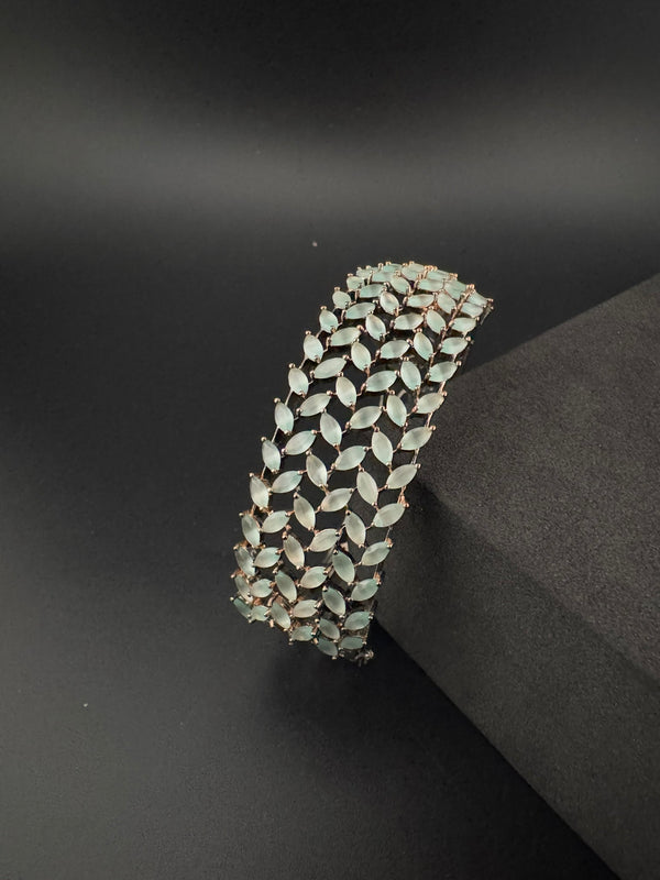 Openable Broad Stone and Cubic Zirconia Bracelet Designer inspired Bracelet bangle Fits upto 2.6" wrist size