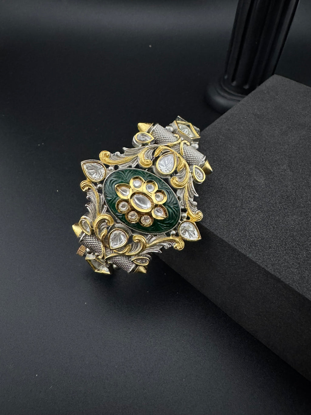 Openable Victorian Stone and Kundan Bracelet Designer inspired Bracelet Broad bangle