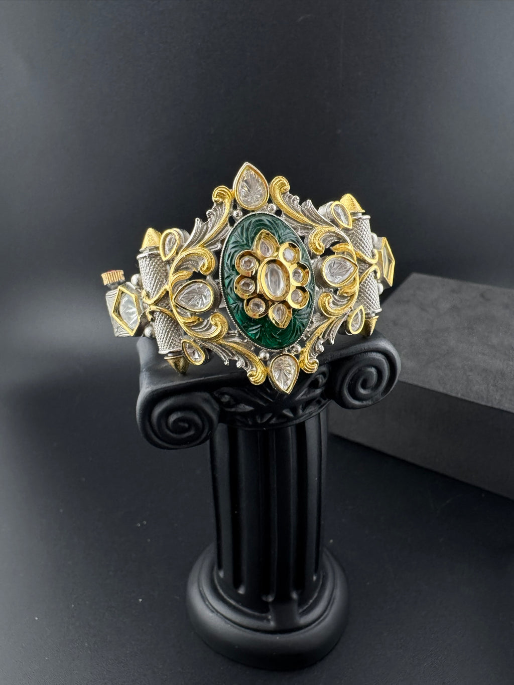 Openable Victorian Stone and Kundan Bracelet Designer inspired Bracelet Broad bangle