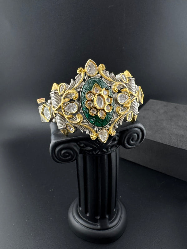 Openable Victorian Stone and Kundan Bracelet Designer inspired Bracelet Broad bangle
