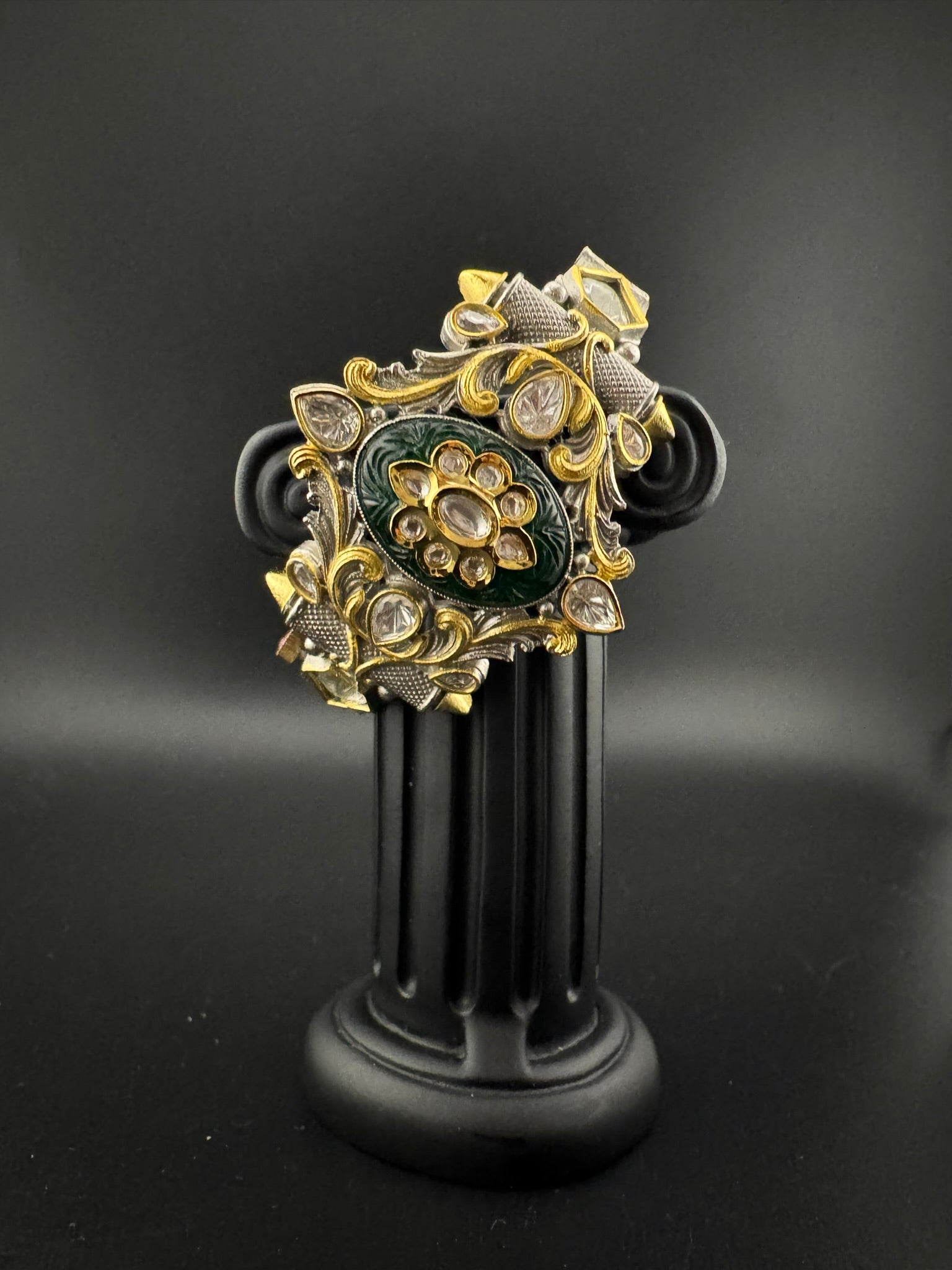 Openable Victorian Stone and Kundan Bracelet Designer inspired Bracelet Broad bangle