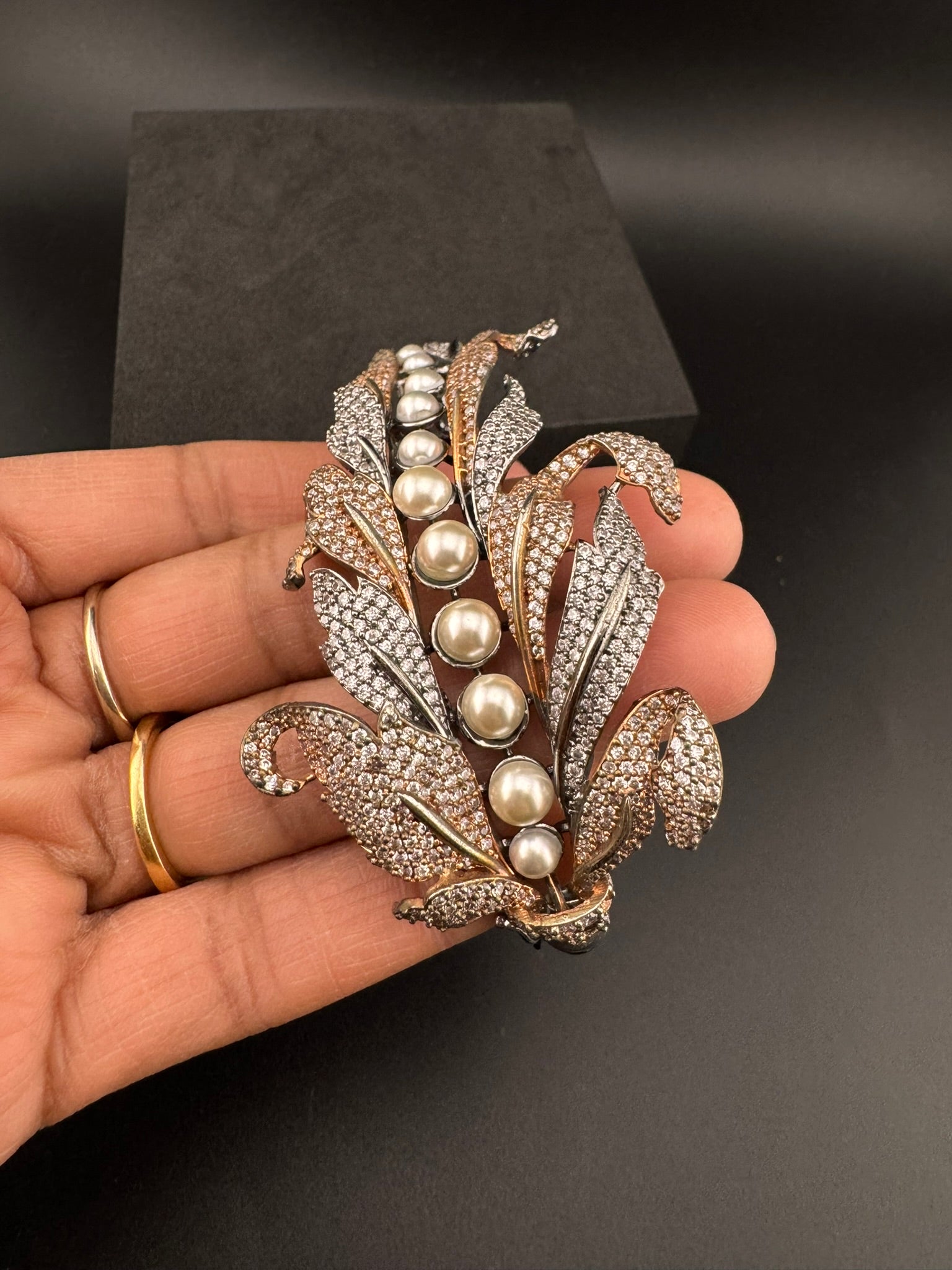 Openable Victorian Pearl and Cubic Zirconia Bracelet Designer inspired Broad Bracelet bangle/