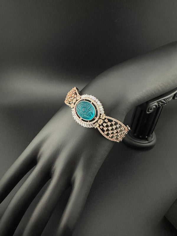 Victorian/Rose Gold Openable Designer bracelet with crystal stones, Cubic Zirconia in unique Nano setting