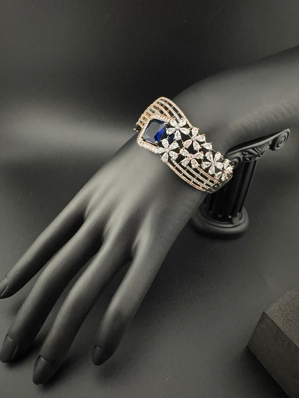 Victorian/Rose Gold Openable Designer bracelet with crystal stones, Cubic Zirconia in unique Nano setting