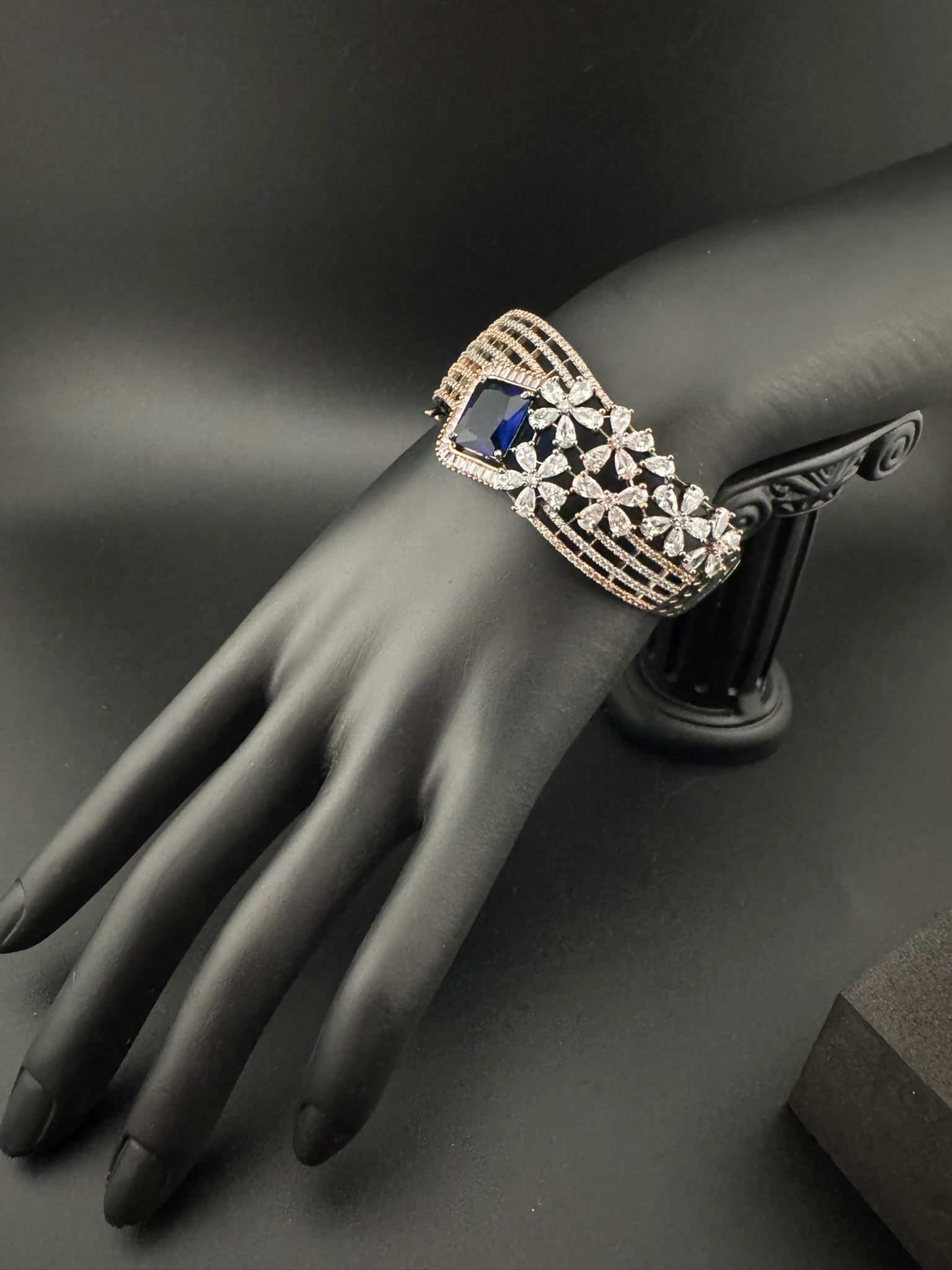 Victorian/Rose Gold Openable Designer bracelet with crystal stones, Cubic Zirconia in unique Nano setting