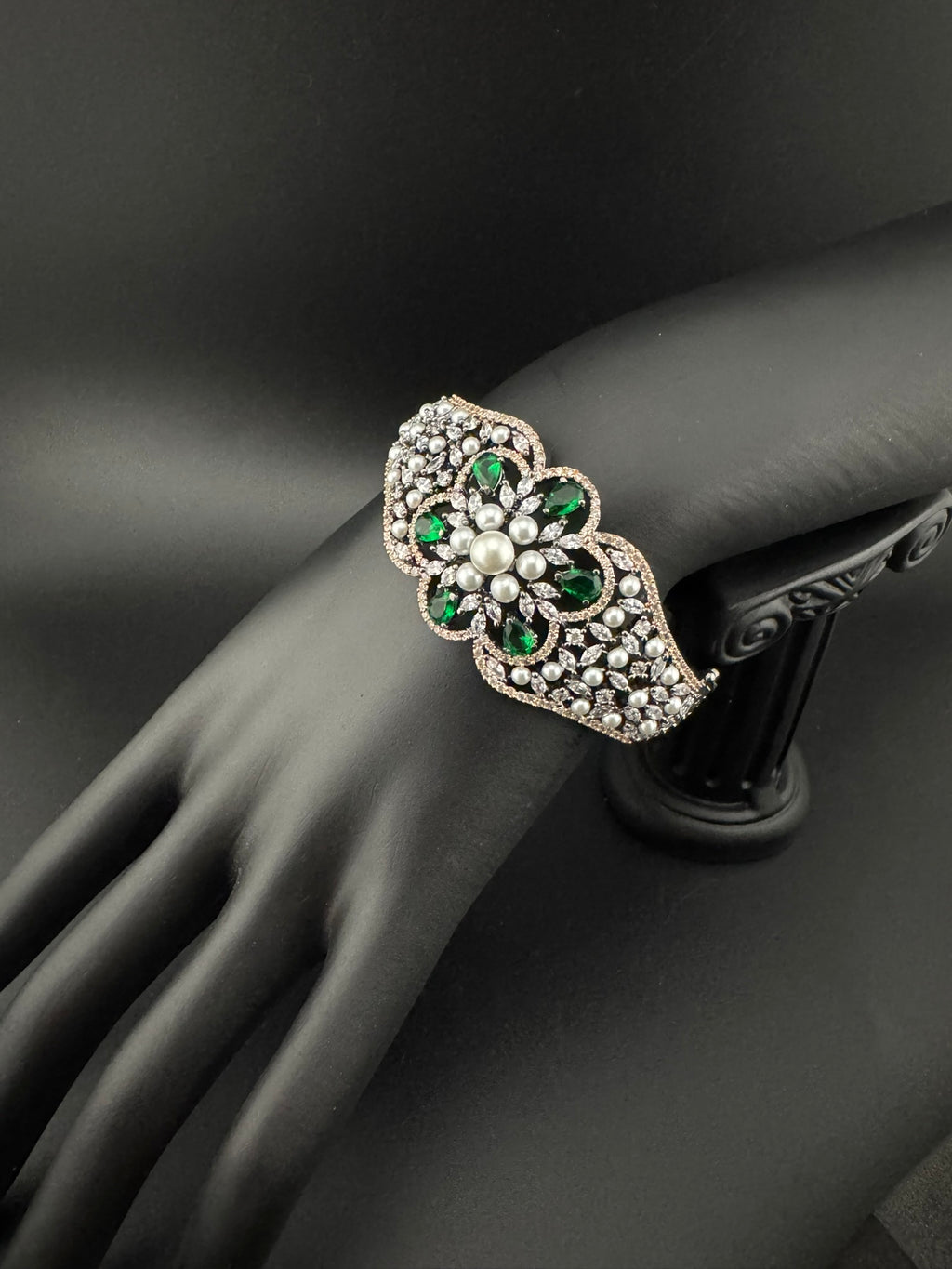 Victorian/Rose Gold Openable Designer bracelet with crystal stones, Cubic Zirconia in unique Nano setting