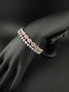Silver color Openable Designer bracelet with crystal stones, Cubic Zirconia in unique setting