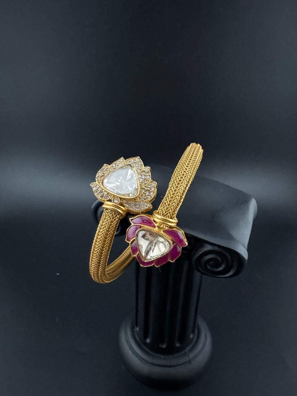 Premium Quality Openable Moissanite Kundan, cubic zirconia, Enamel is Designer inspired Bracelet