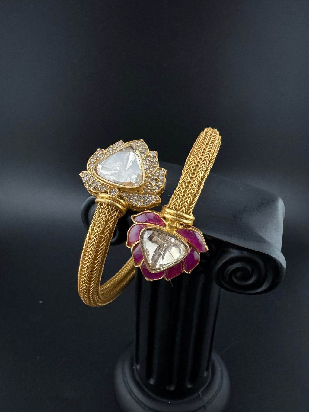 Premium Quality Openable Moissanite Kundan, cubic zirconia, Enamel is Designer inspired Bracelet